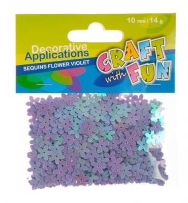 Opakowanie Cekiny metaliczne kwiaty fioletowe 10mm