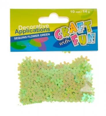 Opakowanie Cekiny metaliczne kwiaty zielone 10mm