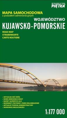 Województwo kujawsko-pomorskie mapa samochodowa 1:177 000. Autor: Wydawnictwo Piętka. SmakLiter.pl Okładka książki Województwo kujawsko-pomorskie mapa samochodowa 1:177 000