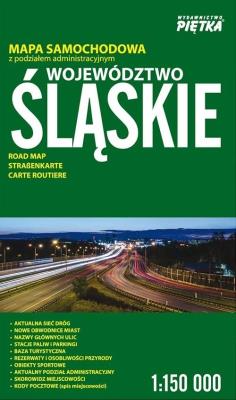 Województwo śląskie mapa samochodowa 1:150 000. Autor: Wydawnictwo Piętka. SmakLiter.pl Okładka książki Województwo śląskie mapa samochodowa 1:150 000