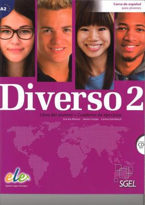 Diverso 2 podręcznik + ćwiczenia + płyta CD audio. Autor: Alonso Encina, Corpas Jaime, Gambluch Carina. SmakLiter.pl Okładka książki Diverso 2 podręcznik + ćwiczenia + płyta CD audio