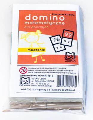 Domino matematyczne dla opornych - mnożenie. Autor: Marzena Kubera. SmakLiter.pl Okładka książki Domino matematyczne dla opornych - mnożenie
