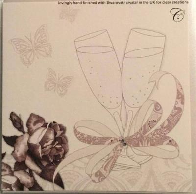 Opakowanie Karnet Swarovski kwadrat 'ślub - kieliszki'