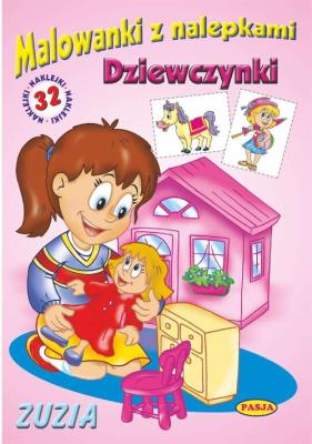 Malowanki z nalepkami - Dziewczynki - Zuzia. Autor: Ernest Błędowski. SmakLiter.pl Okładka książki Malowanki z nalepkami - Dziewczynki - Zuzia