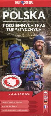 Polska mapa podziemnych tras turystycznych 1:750 000. Autor: Opracowanie zbiorowe. SmakLiter.pl Okładka książki Polska mapa podziemnych tras turystycznych 1:750 000