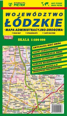 Województwo Łódzkie mapa administracyjno-drogowa 1:200 000. Wydawca: Piętka. SmakLiter.pl Opakowanie Województwo Łódzkie mapa administracyjno-drogowa 1:200 000