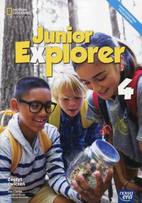 Junior Explorer 4 ćw. NE. Autor: Clarke Sue, Mrozik-Jadacka Marta, Wosińska Dorota. SmakLiter.pl Okładka książki Junior Explorer 4 ćw. NE