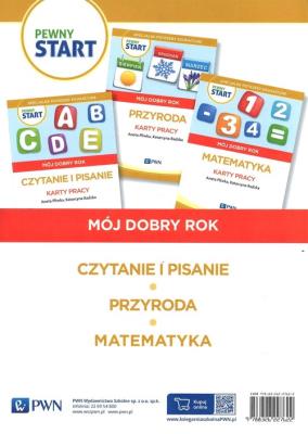 Pewny start Mój dobry rok Czytanie i pisanie Przyroda Matematyka. Autor: Aneta Pliwka, Katarzyna Radzka. SmakLiter.pl Okładka książki Pewny start Mój dobry rok Czytanie i pisanie Przyroda Matematyka