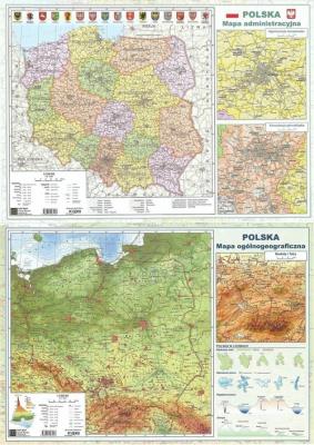 Okładka książki Podkładka na biurko A2 POLSKA ogólnogeograficzna/administracyjna dwustronna