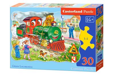 Puzzle konturowe Green Locomotive 30. Wydawca: Castorland. SmakLiter.pl Opakowanie Puzzle konturowe Green Locomotive 30