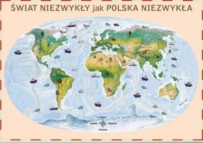 Okładka książki Świat. Mapa ścienna Polska Niezwykła Junior
