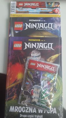 Okładka książki 2 komiksy LEGO + oryginalna zabawka LEGO