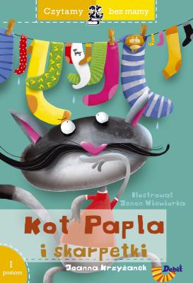 Czytamy bez mamy. Kot Papla i skarpetki. Autor: Krzyżanek Joanna, Zenon Wiweiurka. SmakLiter.pl Okładka książki Czytamy bez mamy. Kot Papla i skarpetki