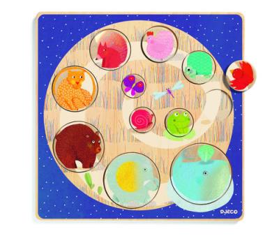 Drewniane puzzle LUDI & CO. Wydawca: Djeco. SmakLiter.pl Opakowanie Drewniane puzzle LUDI & CO