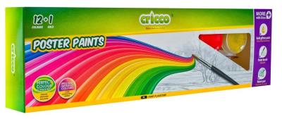 Opakowanie Farby plakatowe 12 kolorów+brokat+pojemnik CRICCO