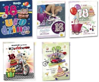 Opakowanie Karnet B6 z elem. 18 lat (10szt) MIX