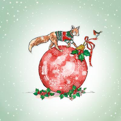 Opakowanie Karnet Swarovski kwadrat Święta Czerwona bombka