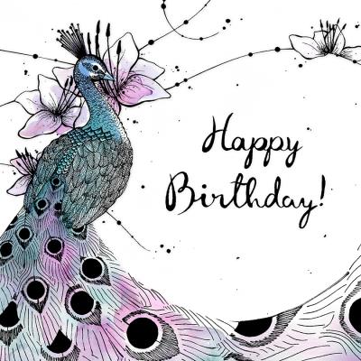 Opakowanie Karnet Swarovski kwadrat Urodziny paw