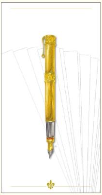 Opakowanie Karnet złote pióro 12x23 + koperta