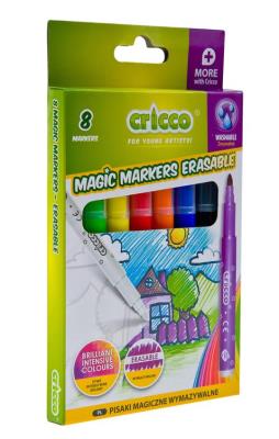 Pisaki wymazywalne magiczne 7+1 kolorów CRICCO. Wydawca: Cricco. SmakLiter.pl Opakowanie Pisaki wymazywalne magiczne 7+1 kolorów CRICCO