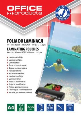Opakowanie Folia do laminacji Office Products A4 100 sztuk błyszcząca