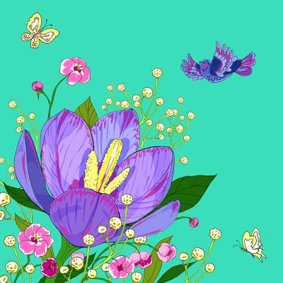 Opakowanie Karnet Swarovski kwadrat Kwiaty- zielony CL0608