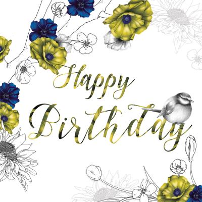 Okładka książki Karnet Swarovski kwadrat Urodziny kwiaty zielone