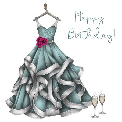 Okładka książki Karnet Swarovski kwadrat Urodziny niebieska sukienka