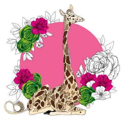 Opakowanie Karnet Swarovski kwadrat Żyrafa kwiaty CL1427