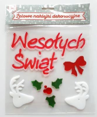 Opakowanie Naklejki żelowe Wesołych Świąt