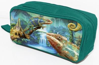 Piórnik kosmetyczka Donau Chameleon zielony. Wydawca: PBS Connect Polska. SmakLiter.pl Opakowanie Piórnik kosmetyczka Donau Chameleon zielony