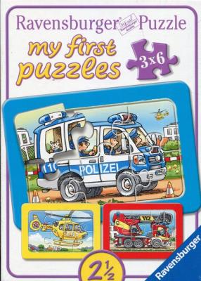 Służby ratunkowe 3x6 elementów. Wydawca: Ravensburger. SmakLiter.pl Opakowanie Służby ratunkowe 3x6 elementów