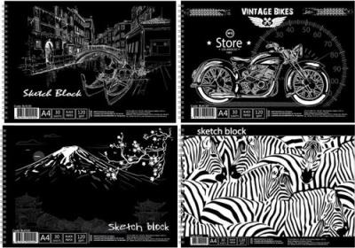 Opakowanie Szkicownik A4 koło 30 arkuszy 120g/m2 czarny papier