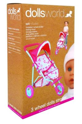 Wózek spacerowy trójkołowy dla lalek do 56cm. Wydawca: Dolls World. SmakLiter.pl Opakowanie Wózek spacerowy trójkołowy dla lalek do 56cm