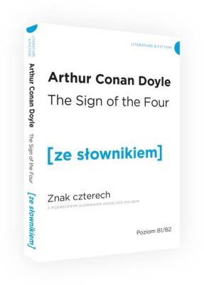 Znak czterech ze słownikiem. Autor: Doyle Arthur Conan. SmakLiter.pl Okładka książki Znak czterech ze słownikiem
