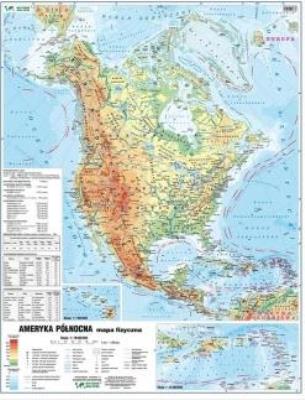 Ameryka PN 1:18 000 000 mapa pol.i fiz. ścienna. Autor: praca zbiorowa. SmakLiter.pl Okładka książki Ameryka PN 1:18 000 000 mapa pol.i fiz. ścienna