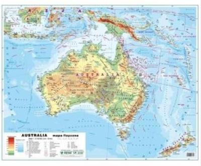 Australia 1:12 100 000 mapa pol. i fiz. ścienna. Autor:   Praca zbiorowa. SmakLiter.pl Okładka książki Australia 1:12 100 000 mapa pol. i fiz. ścienna