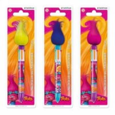 Opakowanie Długopis automat wielokolorowy z włosami Trolls