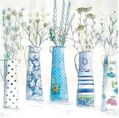 Opakowanie Karnet kwadrat z kopertą Five Vases in Blues