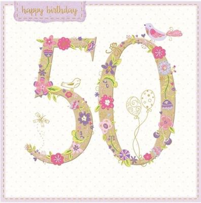 Opakowanie Karnet kwadrat z kopertą Urodziny 50