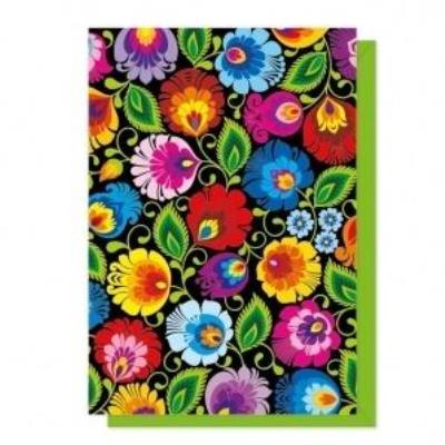 Opakowanie Karnet Nr.13 - kwiaty lowickie czarne FOLKSTAR