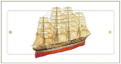 Opakowanie Karnet żaglowiec czerwony 12x23 + koperta