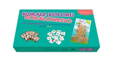 Korale koloru koralowego Gry logopedyczne. Autor: Szłapa Katarzyna, Szłapa Katarzyna Tomasik Iwona, Wrzesiński Sławomir. SmakLiter.pl Okładka książki Korale koloru koralowego Gry logopedyczne
