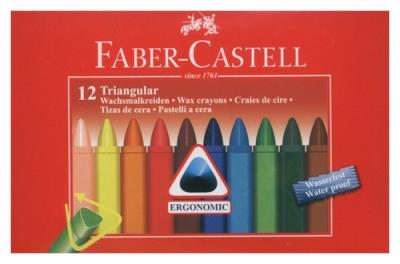 Kredki świecowe trójkątne 12 kolorów. Wydawca: Faber-Castell. SmakLiter.pl Opakowanie Kredki świecowe trójkątne 12 kolorów