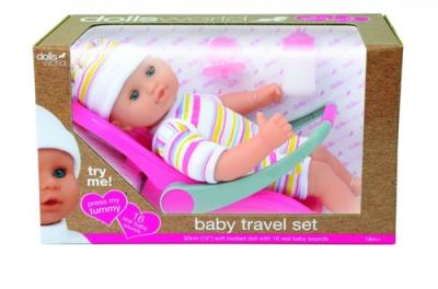 Lalka Bobas 30 cm Baby Travel Set z fotelikiem samochodowym. Wydawca: Dolls World. SmakLiter.pl Opakowanie Lalka Bobas 30 cm Baby Travel Set z fotelikiem samochodowym