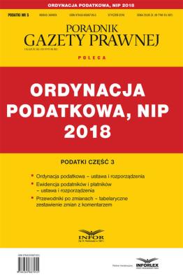Okładka książki Ordynacja Podatkowa NIP 2018 Podatki Część 3