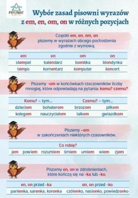 Opakowanie Plansza ortograficzna ''Pisownia wyrazów z em, en,