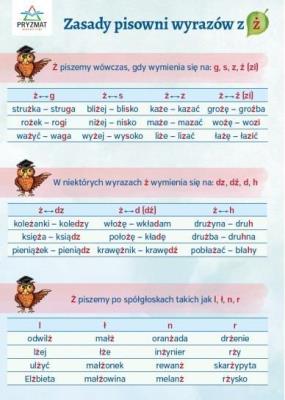 Opakowanie Plansza ortograficzna ''Zasady pisowni wyrazów z Ż