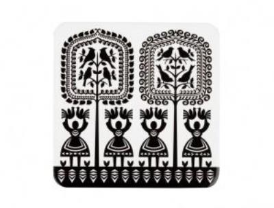 Opakowanie Podkładka korkowa FOLK na ludowo- kurpiowska biała