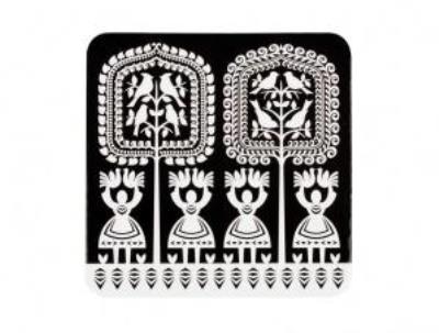 Opakowanie Podkładka korkowa FOLK na ludowo-kurpiowska czarna